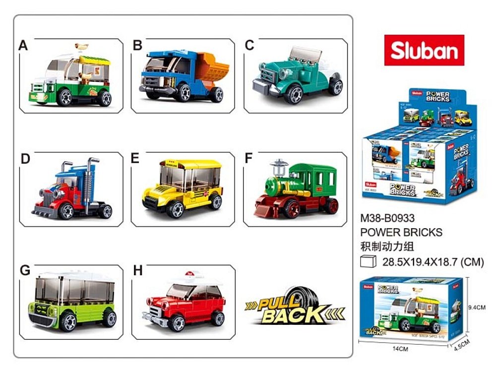 Конструктор пластиковый   АССОРТИ "Транспорт" Sluban