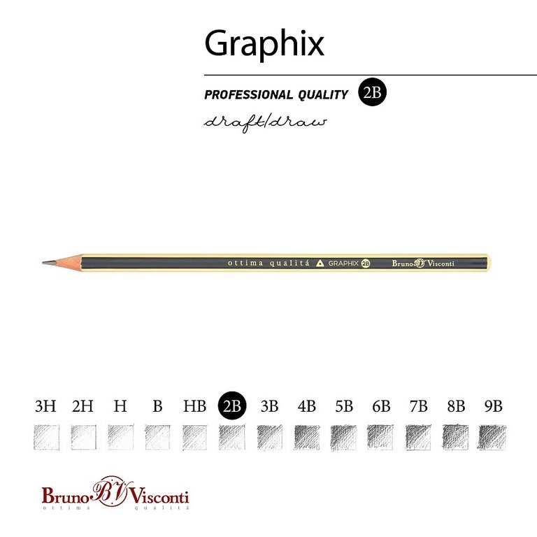Карандаш ч/г  2В трехгранный Bruno Visconti "Graphix"