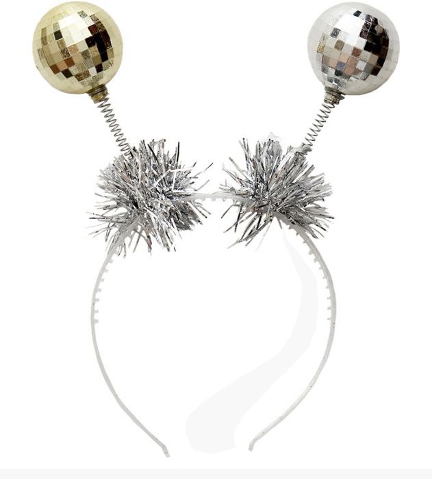 Ободок карнавальный "Шарики" цв. серебро 18*24см