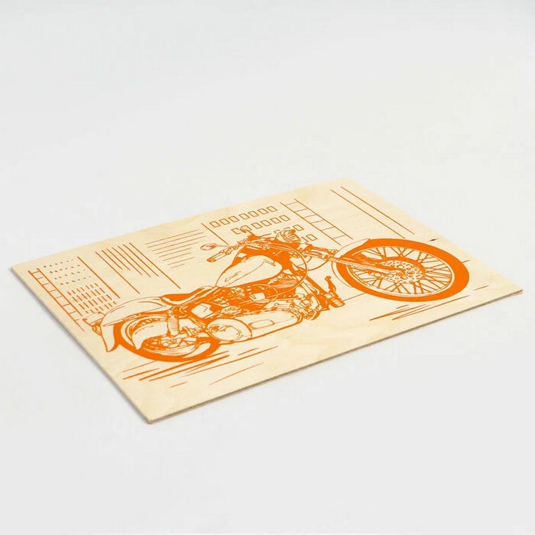 Выжигание "Мотоцикл" 30*21 см, 7+ Фантазер (1 панно с рисунком)