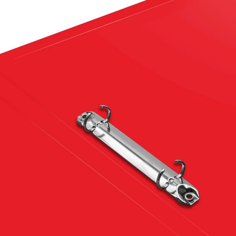 Папка на 2-х кольцах А4 27 мм карман внутри и на торце, пластик 0,7 мм, красная Бюрократ