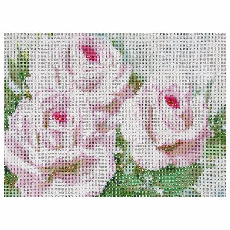 Алмазная мозаика 30*40см "Бело-розовые розы" ОСТРОВ СОКРОВИЩ