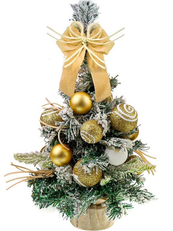 Ель декоративная   0,30 м украшенная "Зимняя красавица" (цв. гамма украшений золотая)