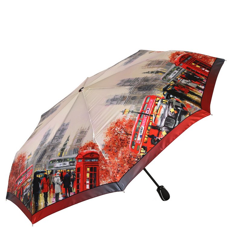 Зонт женский суперавтомат Fabretti, 3 сложения, сатин