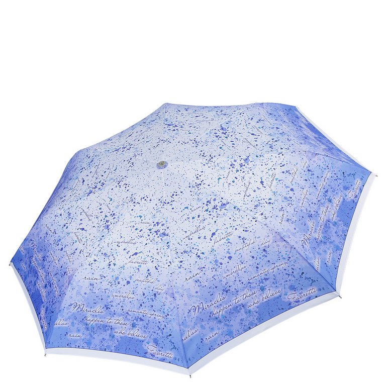 Зонт женский суперавтомат Fabretti, облегченный, 3 сложения, эпонж, голубой