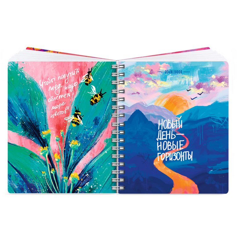 Тетрадь двойная  96 лист кл./лин. А5 на гребне "Double book" НЕЖНОСТЬ