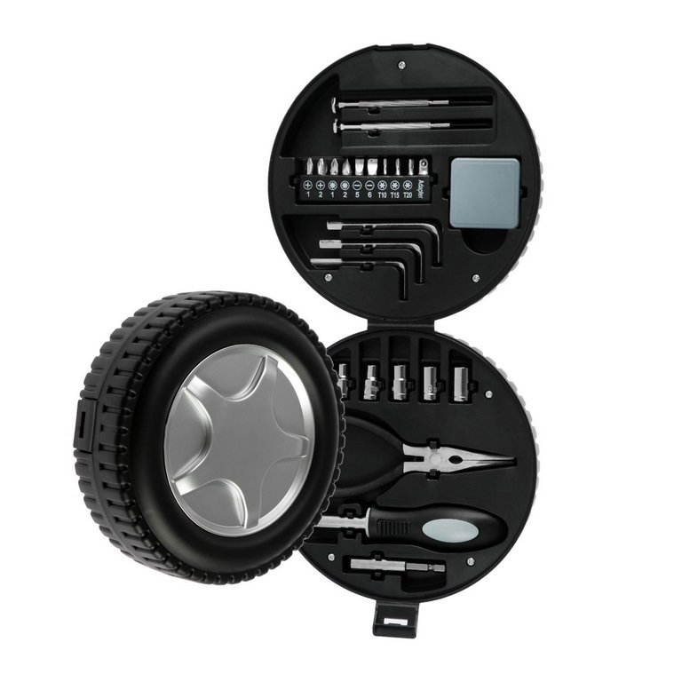 Набор инструментов "ТУНДРА" подарочный пластиковый кейс "Колесо", 24 предмета