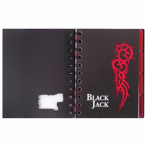 Блокнот А6 150л., 105*148 мм, на гребне пласт. обложка Brauberg Black Jack, клетка