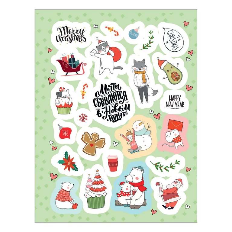 Набор наклеек 100 шт "Зимние" Росмэн
