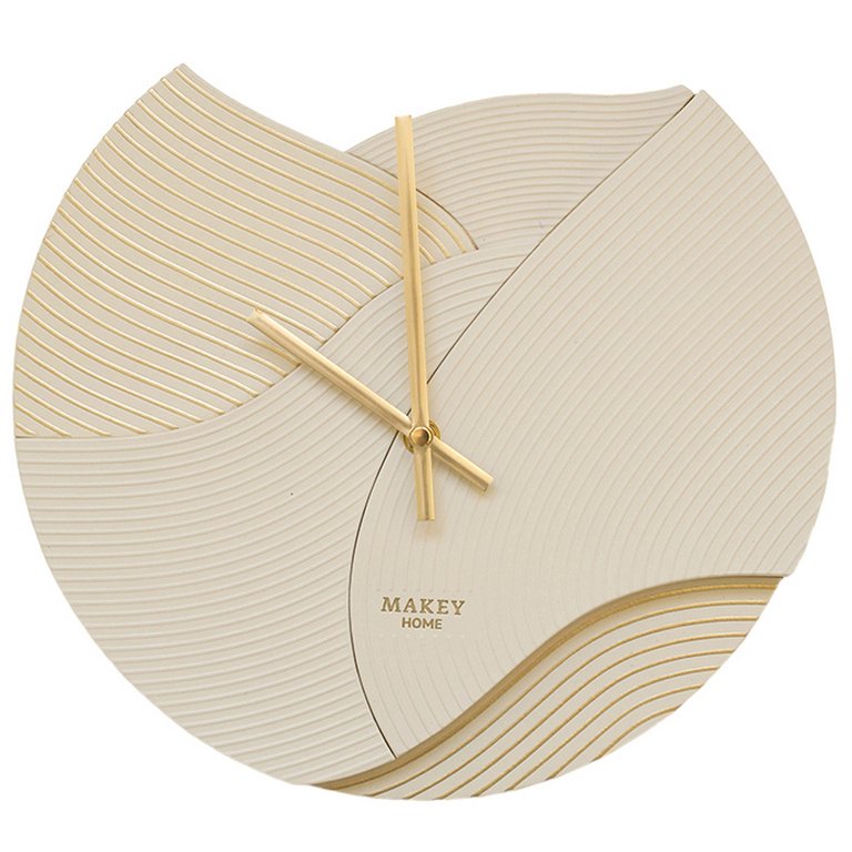 Часы настенные Макей "Deco" нат. кожа 30*29 см, цвет молочный