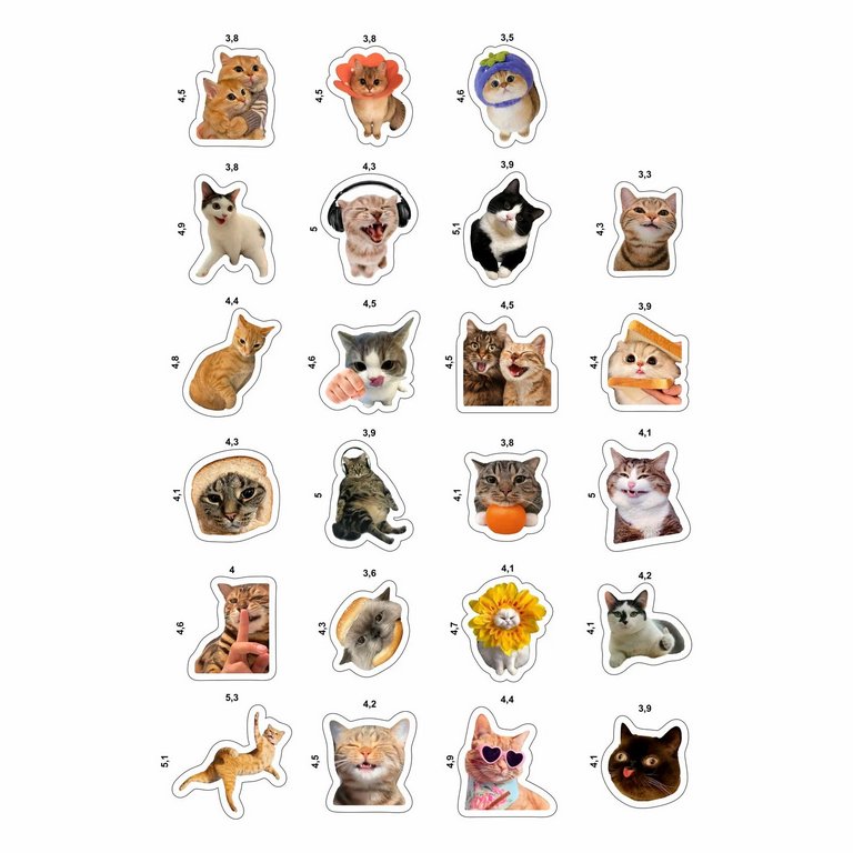 Набор наклеек  4 листа "Котики" (23 шт) Nalepking