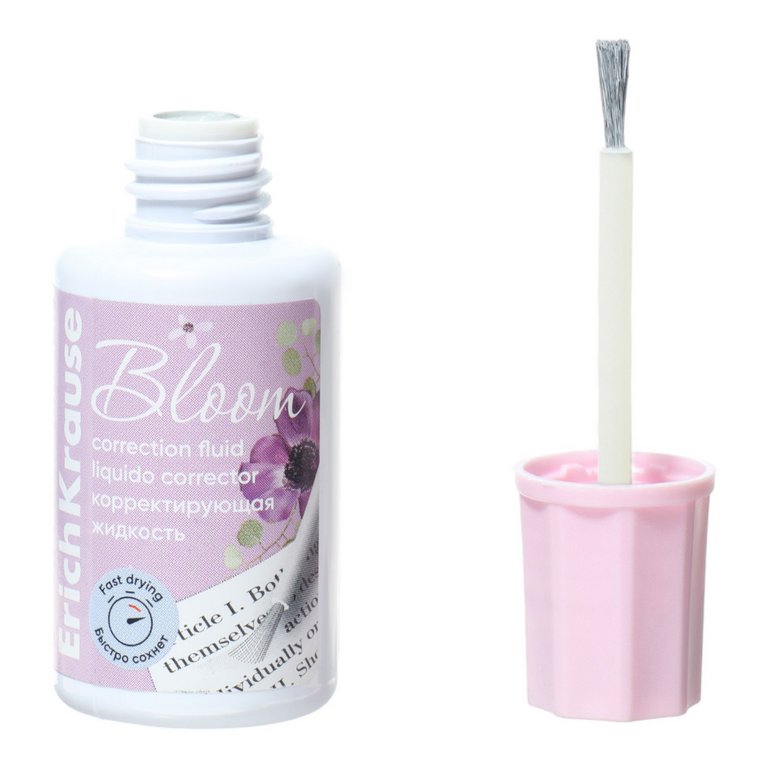 Коррект. жидкость ErichKrause Pastel Bloom (20мл) с кисточкой, быстросохнущая  (мет.шарик)