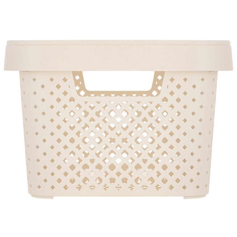 Корзина для хранения пластик. 5л. с крышкой 26*19*14 см цв. молочный туман