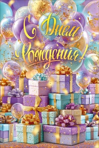 Открытка средняя "С днем рождения!" текст