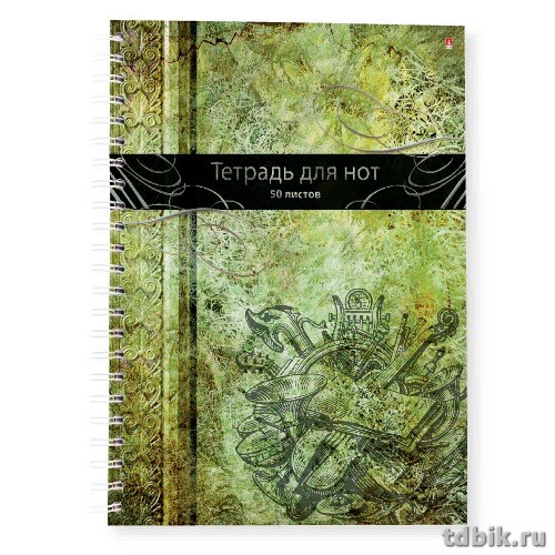 Тетрадь для нот 50 л., А4 на гребне (вертикальная)