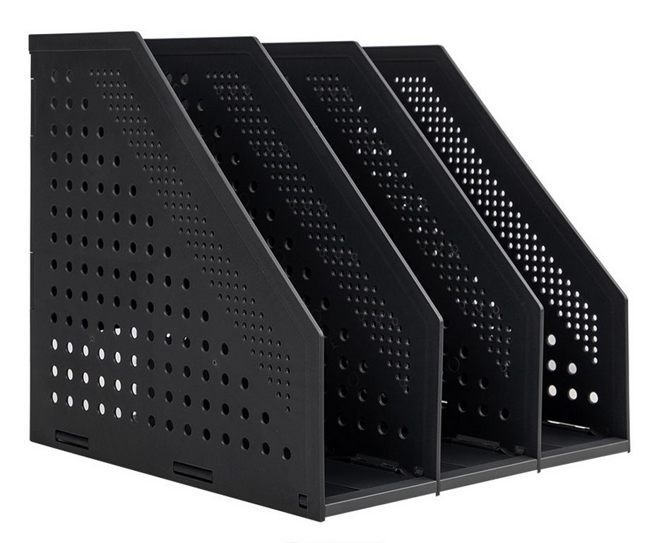 Лоток вертикальный 3-х секцион. разборный, 250*256*243 мм, серый Deli