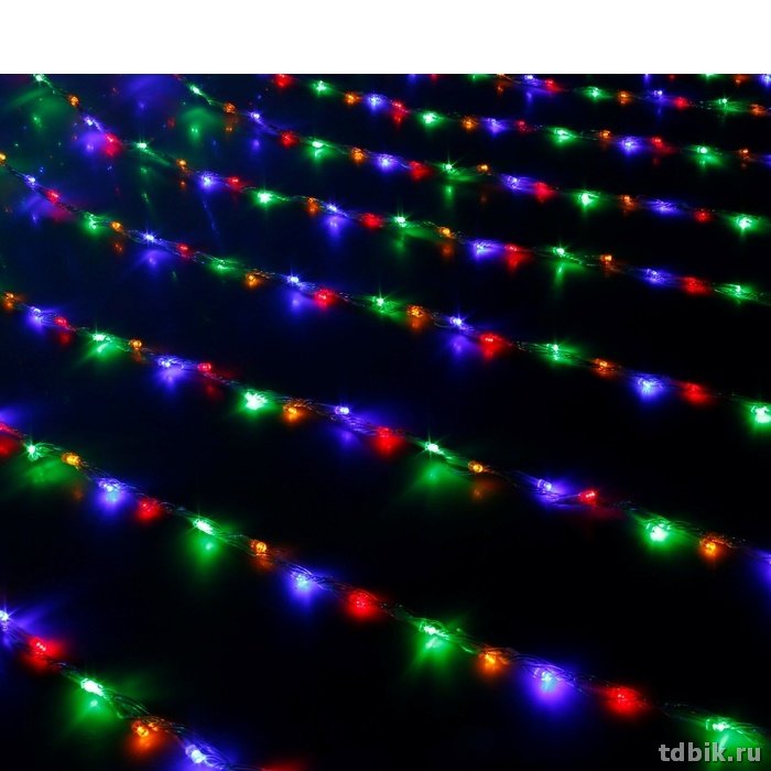 Гирлянда комнатная Дождь 1.5*1м, 300 цветных ламп, 8 реж., прозрачный провод