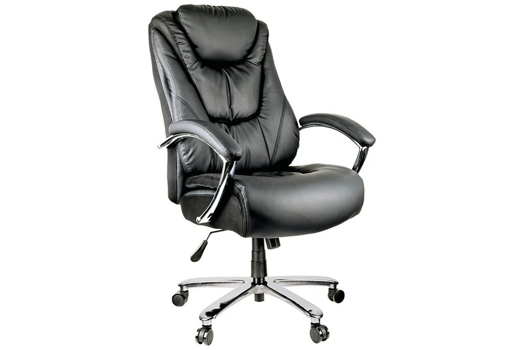 Кресло руководителя Helmi "Springs" HL-ES05, черное (экокожа/хром) до 200кг