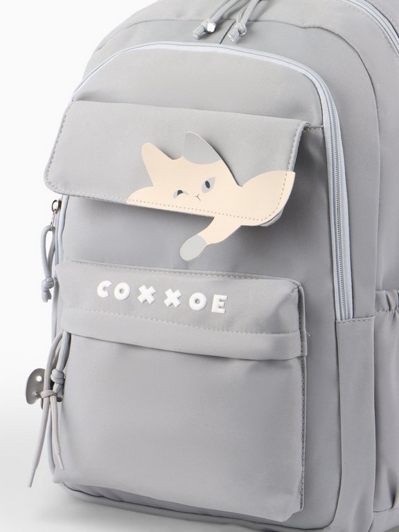 Рюкзак школьный для девочки "Уставший кот" 31*13.5*45 см, серый