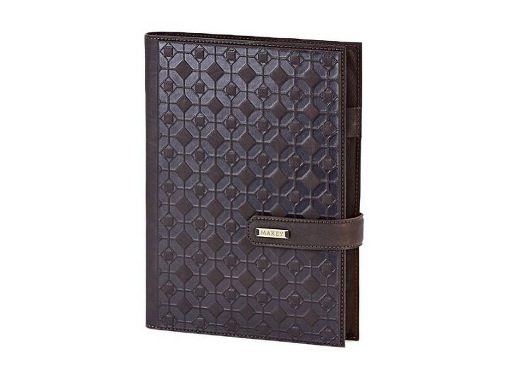Ежедневник без дат 162*223 мм Макей съемная обложка из нат.кожи с худ.вставкой ,золотой срез, кор..