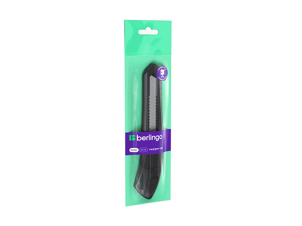 Нож канцеляр. шир. 1,8 см, пластик. Berlingo "Razzor 100"