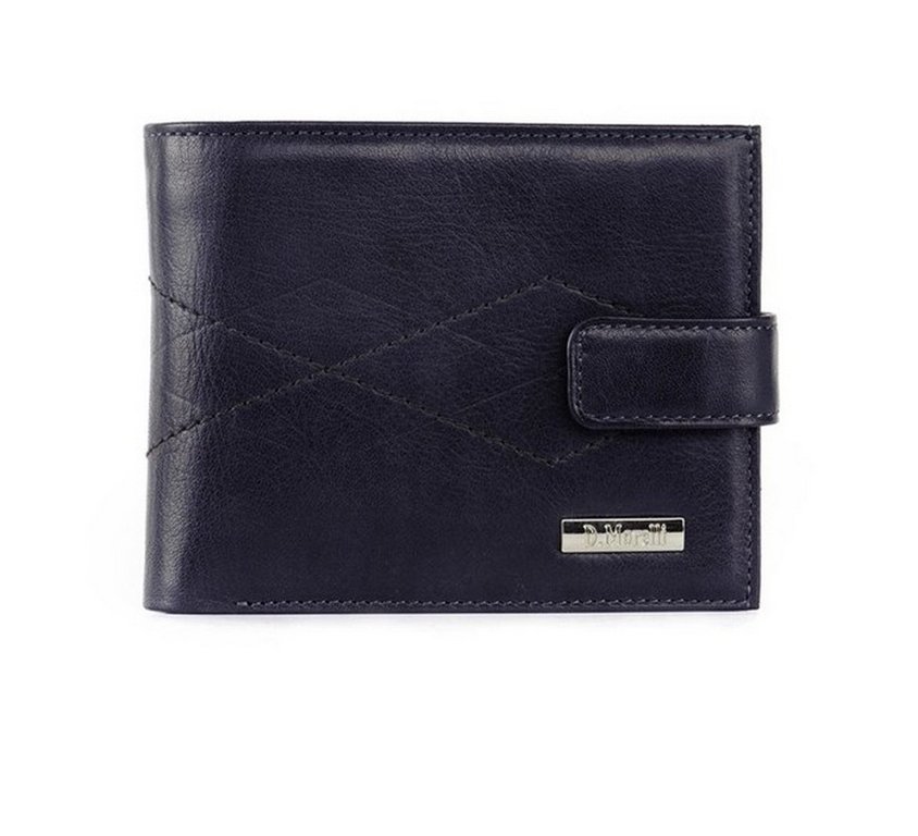 Портмоне D.Morelli мужское "БОНД" с хлястиком, нат.кожа, синий