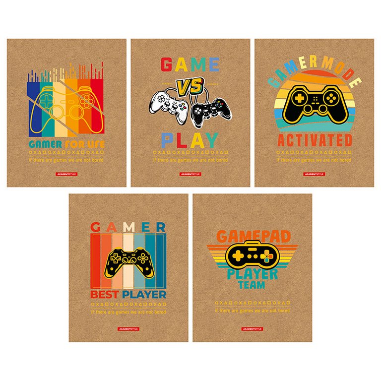 Тетрадь 48 лист кл. А5 на скрепке "Джойстики"