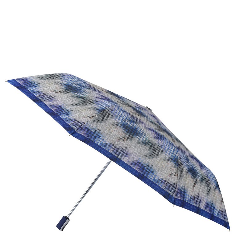 Зонт женский суперавтомат Fabretti, облегченный, 3 сложения, эпонж, синий