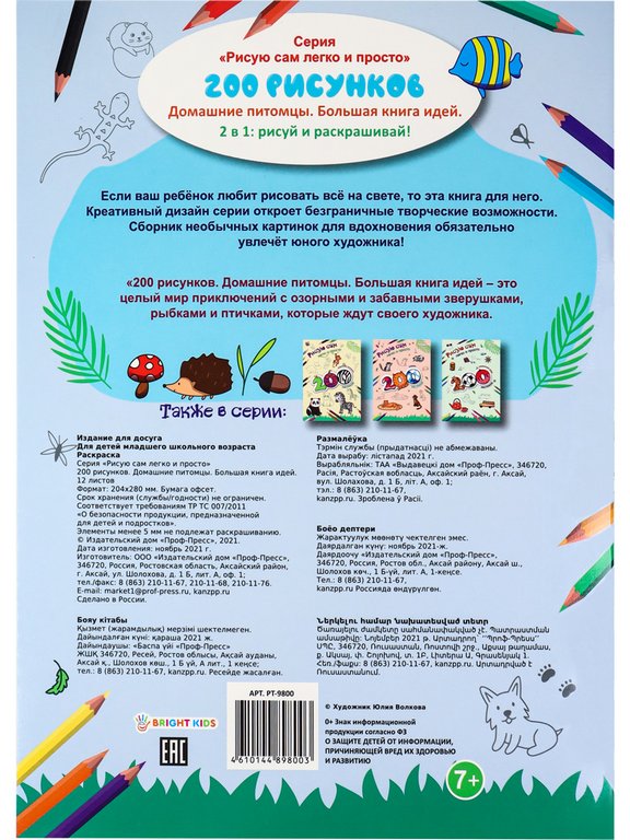 Раскраска А4 "Домашние питомцы" 12л ПРОФ-пресс