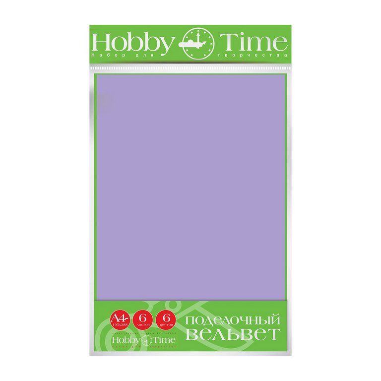 Поделочный вельвет "Пастельные цвета" А4, 6 листов, 6 цветов HobbyTime