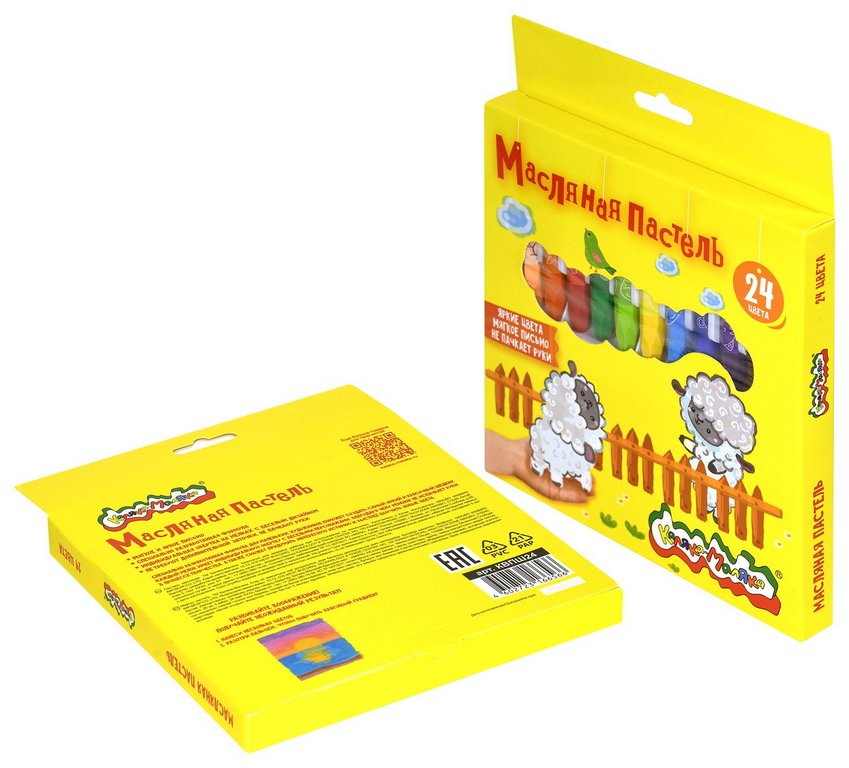 Пастель масляная 24 цв. Каляка-Маляка, шестигранные мелки