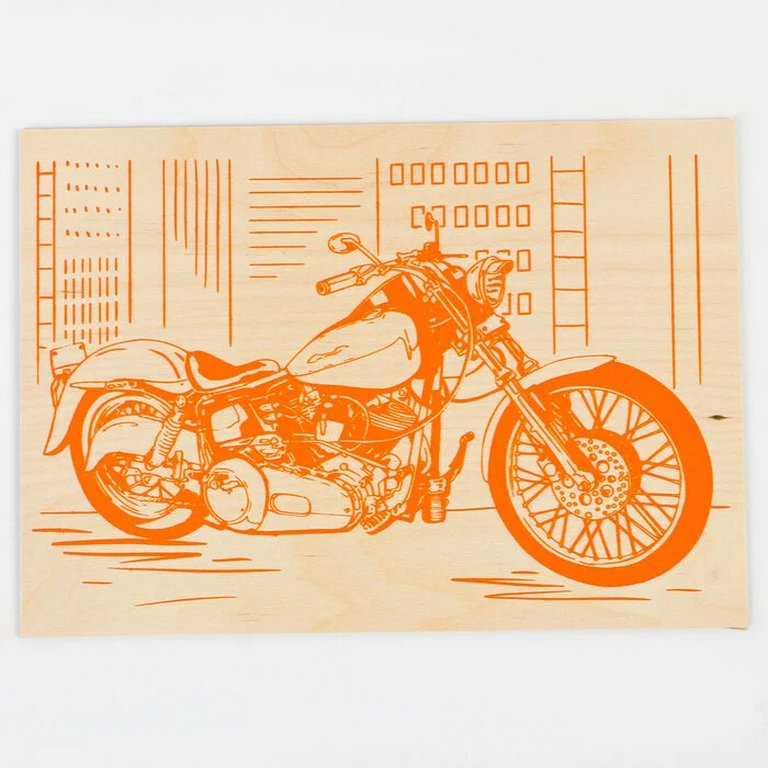 Выжигание "Мотоцикл" 30*21 см, 7+ Фантазер (1 панно с рисунком)