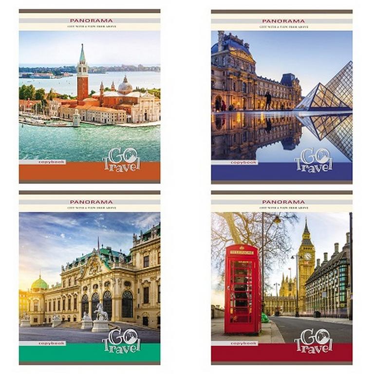 Тетрадь 80 лист кл. А5 на скрепке "ГОРОДСКИЕ ПАНОРАМЫ" цвет.мелов.обл.