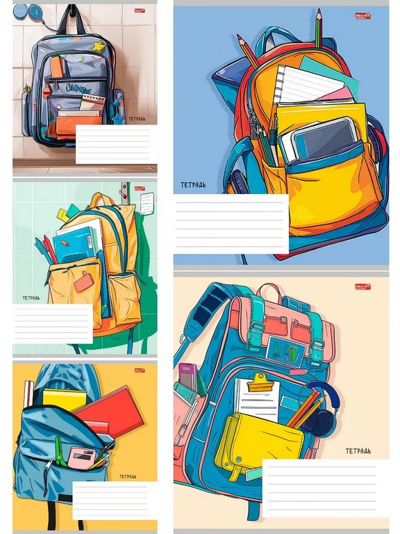 Тетрадь 24 лист кл. А5 "ШКОЛЬНЫЙ РЮКЗАК" ассорти Profit