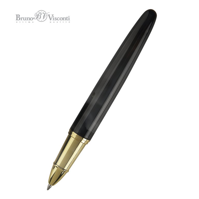 Ручка-роллер BV Imperium в футляре (металл) синяя 0,7мм, корпус черный/золотой