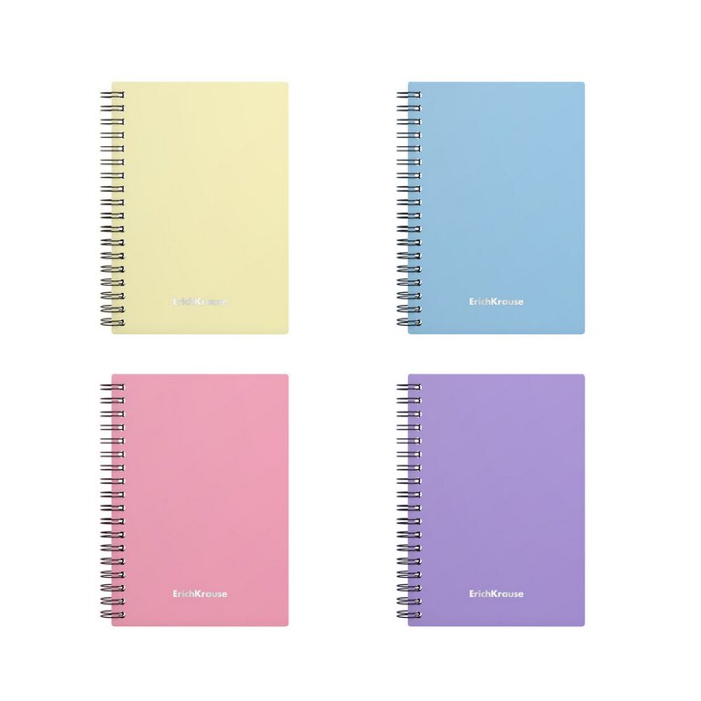 Тетрадь 80 лист кл. А6 на спирали пластиковая обложка "Pastel" ассорти