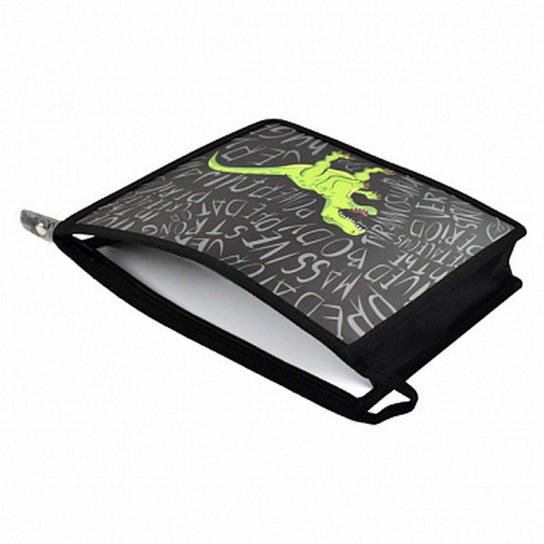 Папка для тетрадей А5 на молнии "ДИНО ПАТТЕРН" дно с расширением