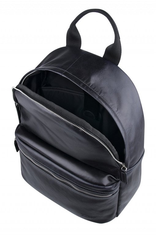 Рюкзак молодежный мужской  Baron натуральная кожа небраска 28*40*12 см, черный