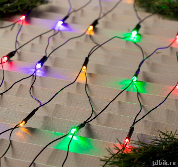 Гирлянда комнатная Сетка 1.6 х 1.6м, 144 цветные лампы, 8 реж. (от -10 до +35 °С)
