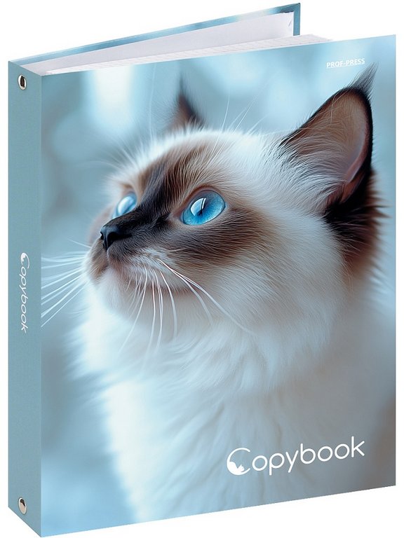 Тетрадь 80 лист кл. А5+ на кольцах "ГОЛУБОГЛАЗАЯ КОШКА" тв. обл. Проф-Пресс