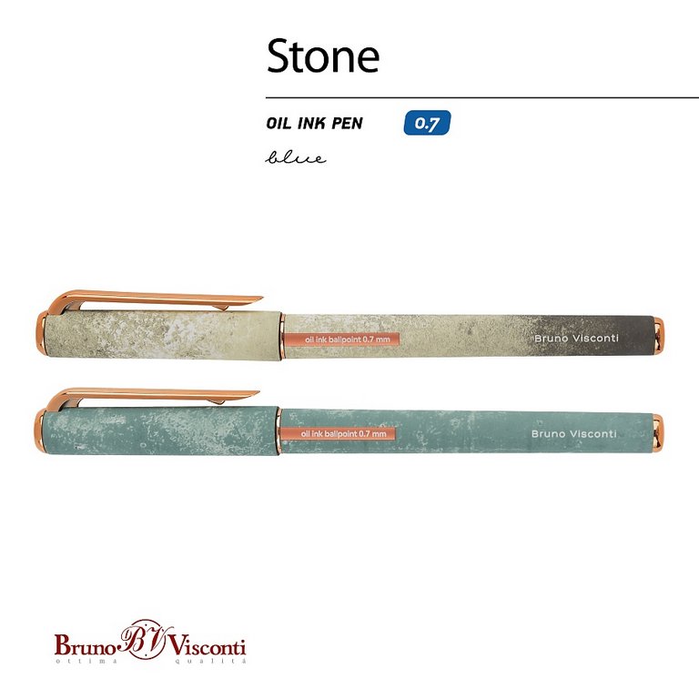 Ручка шариковая масляная BV "Stone" 0,7мм синяя (стерж.136мм, линия 0,5мм)