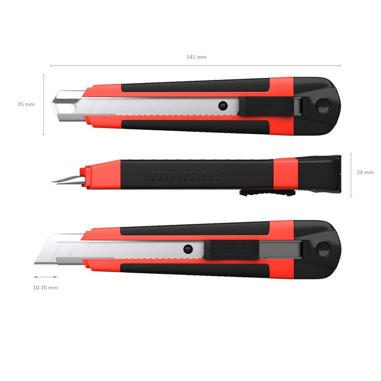 Нож канцеляр. шир. 1,8 см, метал. направ. 2 запас. лезвия рез. вставки Erich Krause Arrow auto-lock