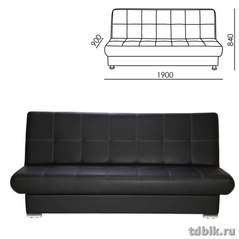 Диван "Модесто" раскладной ШГВ (190*90*84 см) экокожа, черный