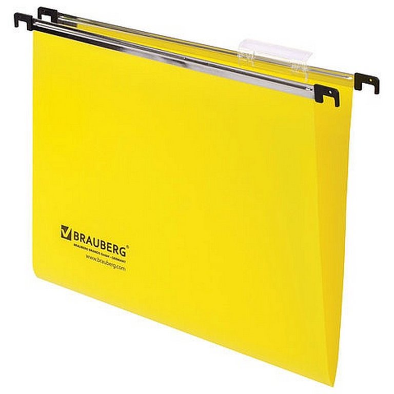 Папка подвесная BRAUBERG 350*245 мм А4 пластик, желтая, 5шт