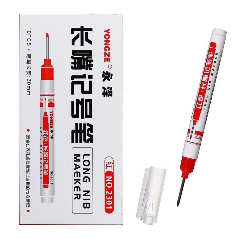 Маркер с удлиненным наконечником перманентный 0,7 мм круглый, красный