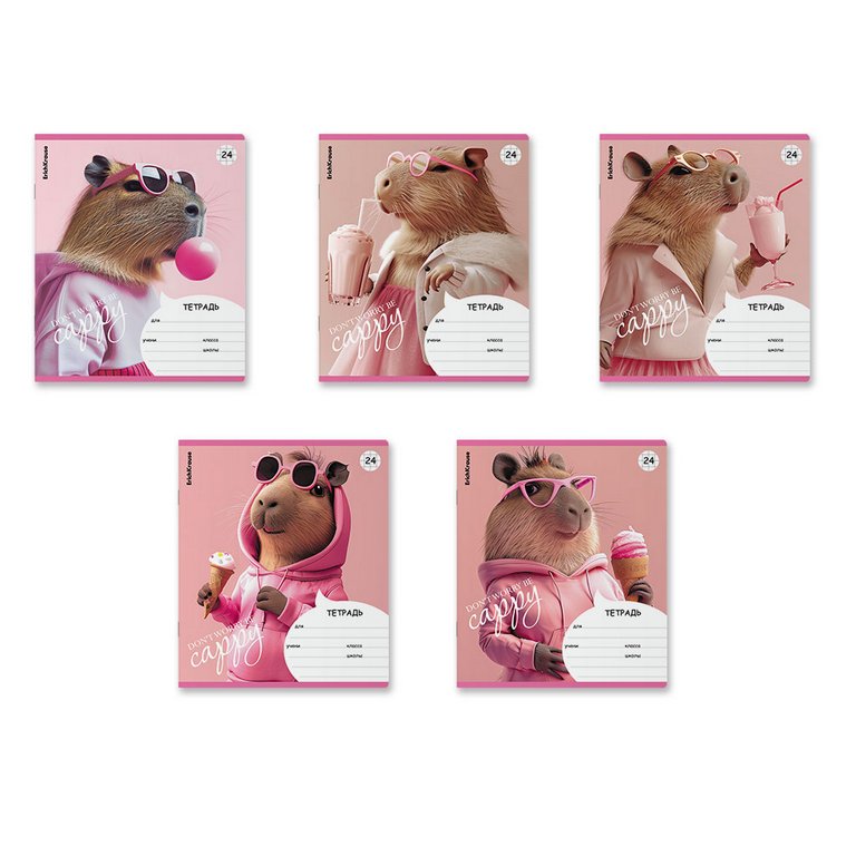 Тетрадь 24 лист кл. А5 "CapyBarbara" 5 видов