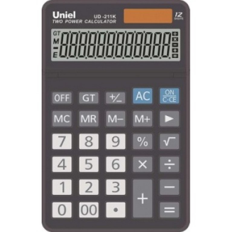 Калькулятор наст. Uniel UD-211K (12 разр.173*110*16) черный