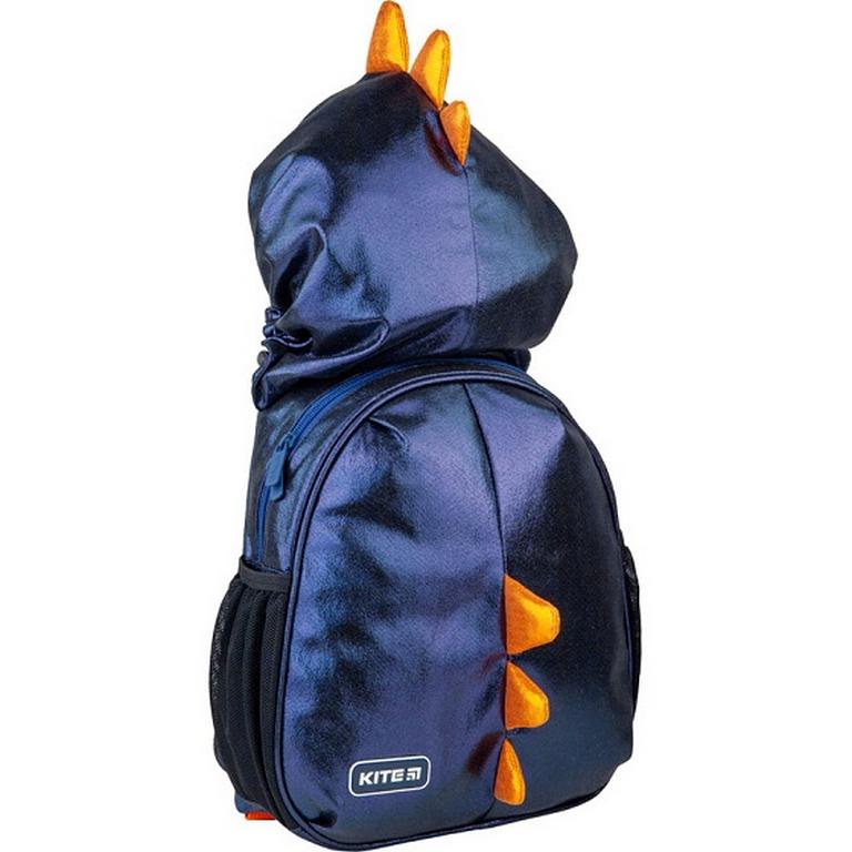 Рюкзак детский для мальчика с капюшоном Kite "Black Dino" 30*25,5*11 см