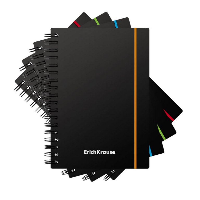 Тетрадь 80 лист кл. А6 на спирали пластиковая обложка "Pastel" чёрный