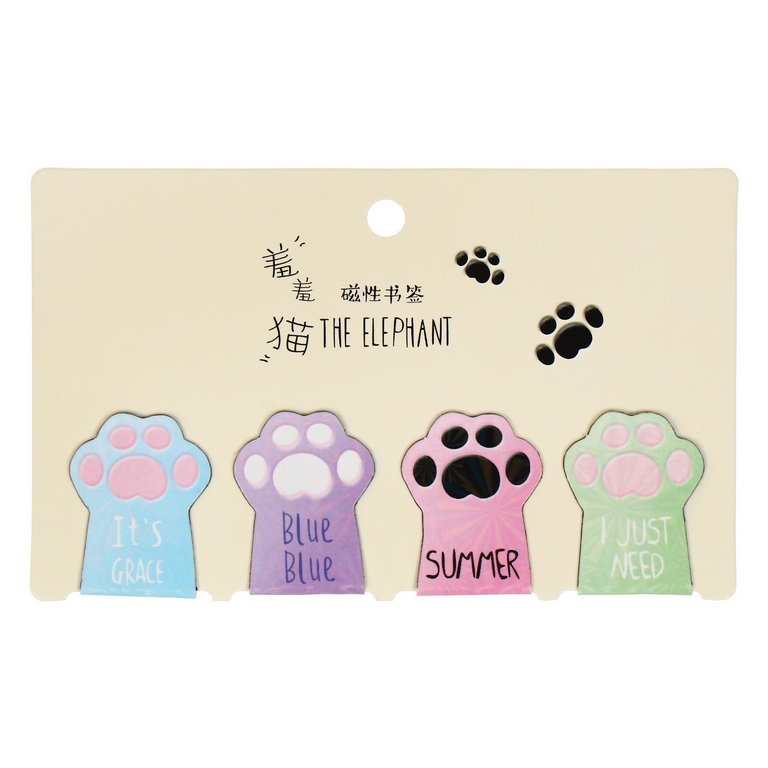 Закладка магнитная 4 шт/уп "Лапки" Calligrata, микс